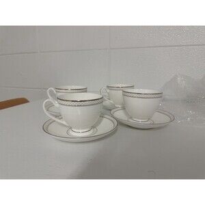 Waterford China Padova Teacup & Saucer Set Of 4